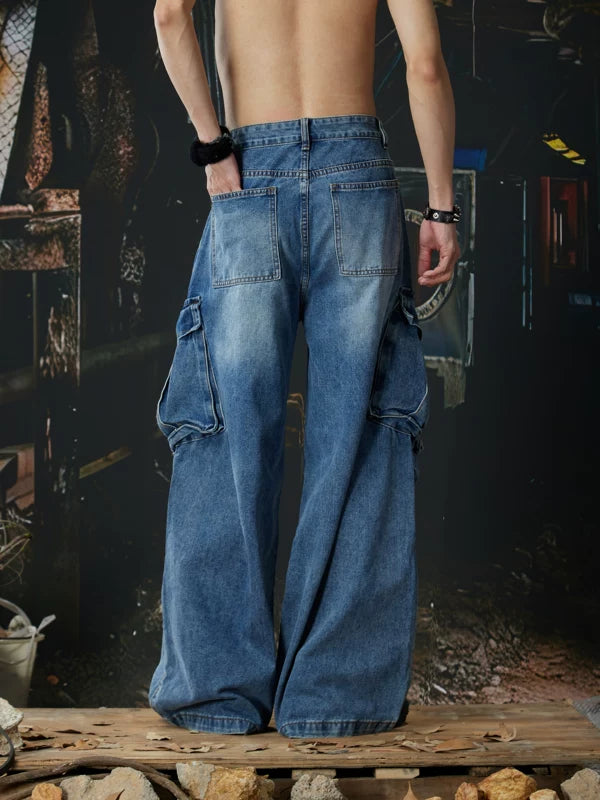 Loose Fit Cargo Denim Workwear Pants 3