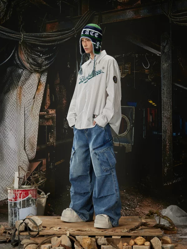 Loose Fit Cargo Denim Workwear Pants 5