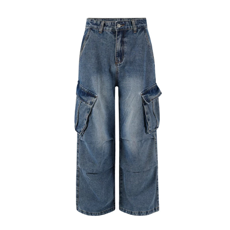 6032019488816,6032019488817,6032019488818,6032019488819,6032019488820, Loose Fit Cargo Denim Workwear Pants