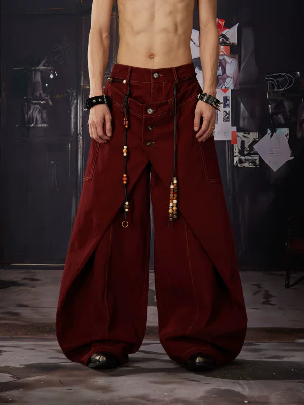 Loose Fit Cotton Patchwork Pants 1
