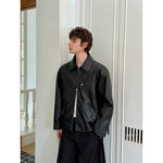 Loose Fit Double Zipper Leather Jacket 2