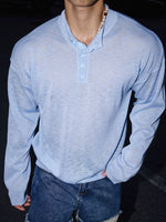 Loose Fit Henley Collar Knit Sweater 3