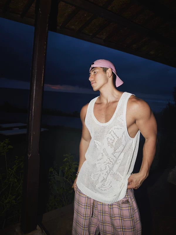 Loose Fit Hollowed-Out Knit Vest 3