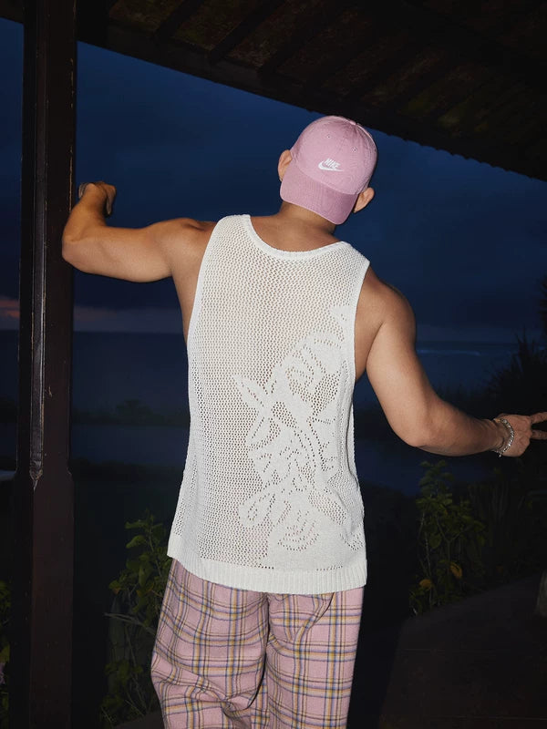 Loose Fit Hollowed-Out Knit Vest 5