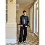 Loose Fit Leather Jacket with Large Pockets 1