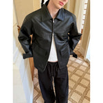 Loose Fit Leather Jacket with Large Pockets 4