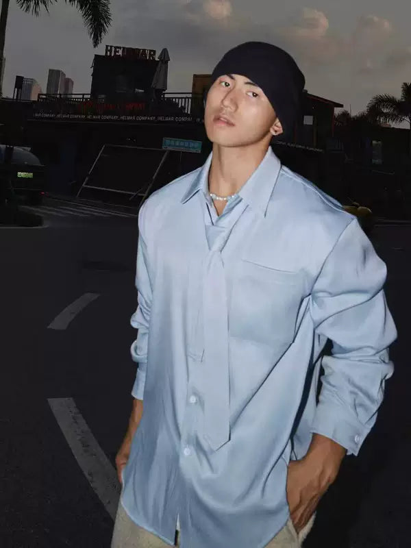 Loose Fit Long-Sleeve Button-Down Shirt 1