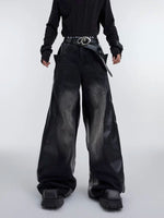 5126075592998,5126075592999,5126075593000,5300928115001, Loose Fit Patchwork PU Leather Jeans