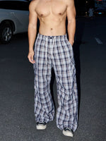 Loose Fit Plaid Wide-Leg Pants 1
