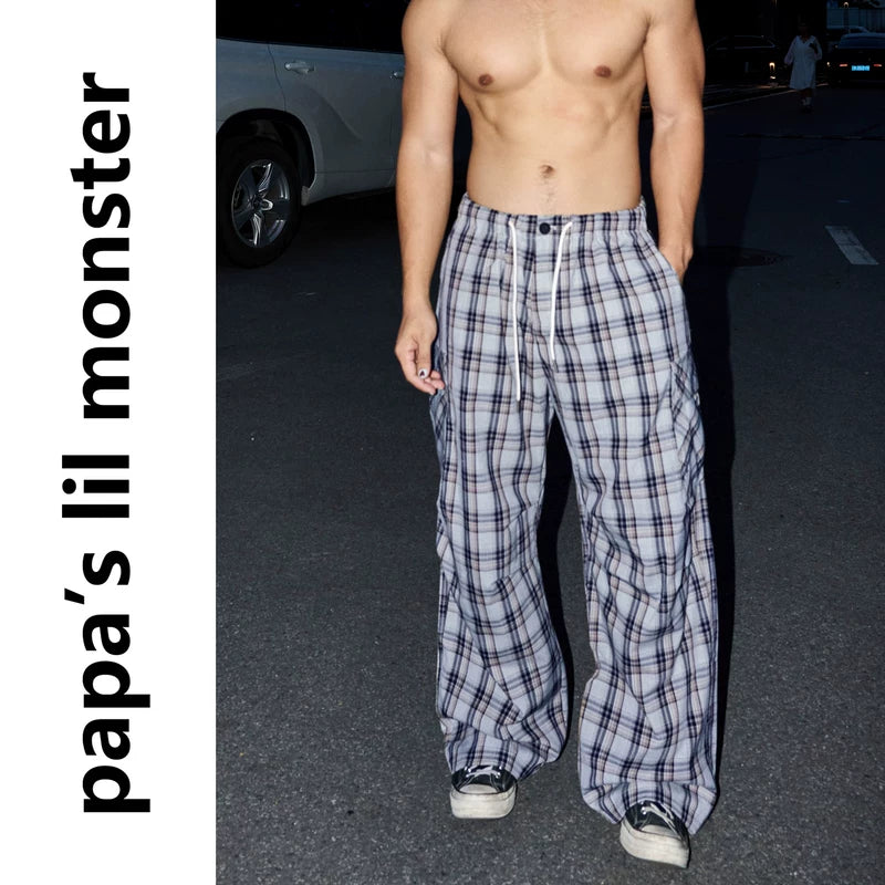 6263690691163,6263690691164,6263690691165, Loose Fit Plaid Wide-Leg Pants