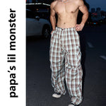 6270640403785,6270640403786,6270640403787, Loose Fit Plaid Wide-Leg Pants