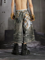 Loose Fit Printed Patchwork Capri Pants 2
