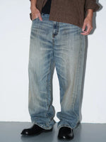 Loose Fit Selvedge Straight Leg Jeans Pants 1
