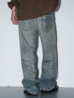 Loose Fit Selvedge Straight Leg Jeans Pants 2