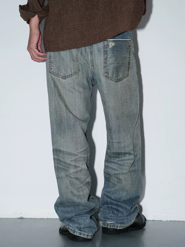 Loose Fit Selvedge Straight Leg Jeans Pants 2