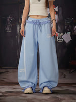 Loose Fit Sweatpants with Plaid Waistband 2