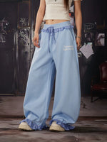 Loose Fit Sweatpants with Plaid Waistband 5