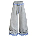 6241856334812,6241856334813,6241856334814,6241856334815, Loose Fit Sweatpants with Plaid Waistband