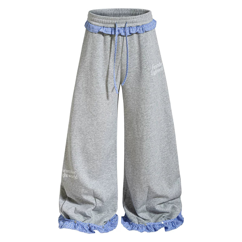 6241856334812,6241856334813,6241856334814,6241856334815, Loose Fit Sweatpants with Plaid Waistband
