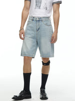 ,5561020155044,5561020155047,5561020155050, Loose Fit Washed Denim Shorts
