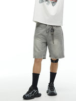 Loose Fit Washed Denim Shorts 3