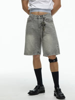 ,5561020155043,5561020155046,5561020155049, Loose Fit Washed Denim Shorts
