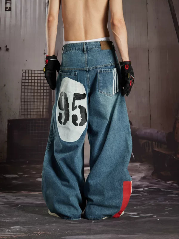 Loose-Fit Wide-Leg Graphic Print Jeans 4