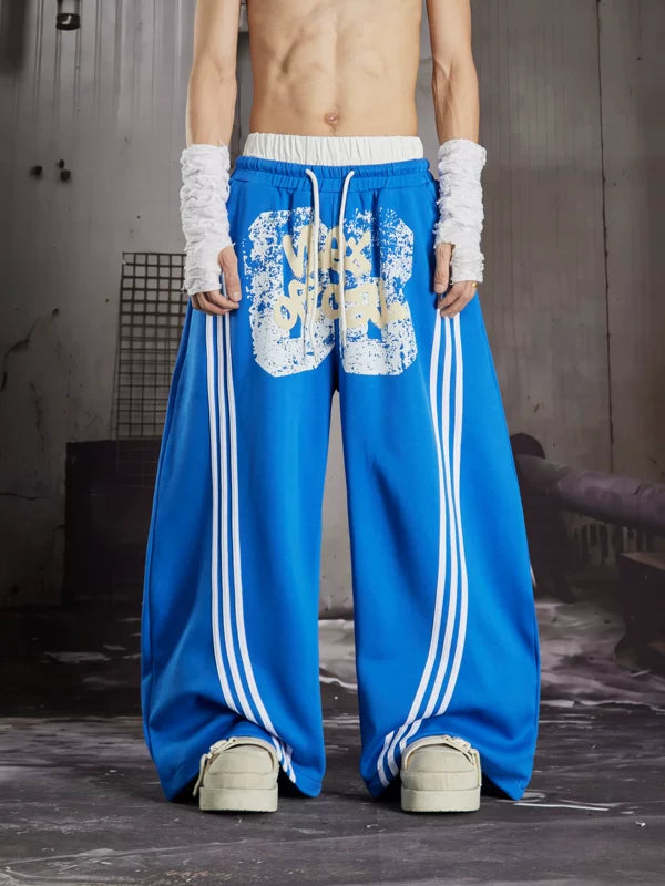 Loose Graffiti Print Striped Sweatpants 2