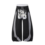 6102725065774,6102725065775,6102725065776,6102725065777, Loose Graffiti Print Striped Sweatpants