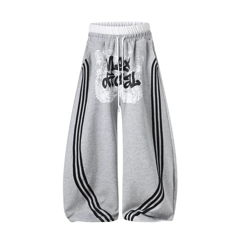 6102725065778,6102725065779,6102725065780,6102725065781, Loose Graffiti Print Striped Sweatpants