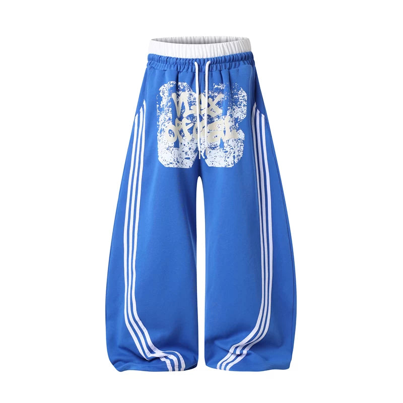 6102725065782,6102725065783,6102725065784,6102725065785, Loose Graffiti Print Striped Sweatpants