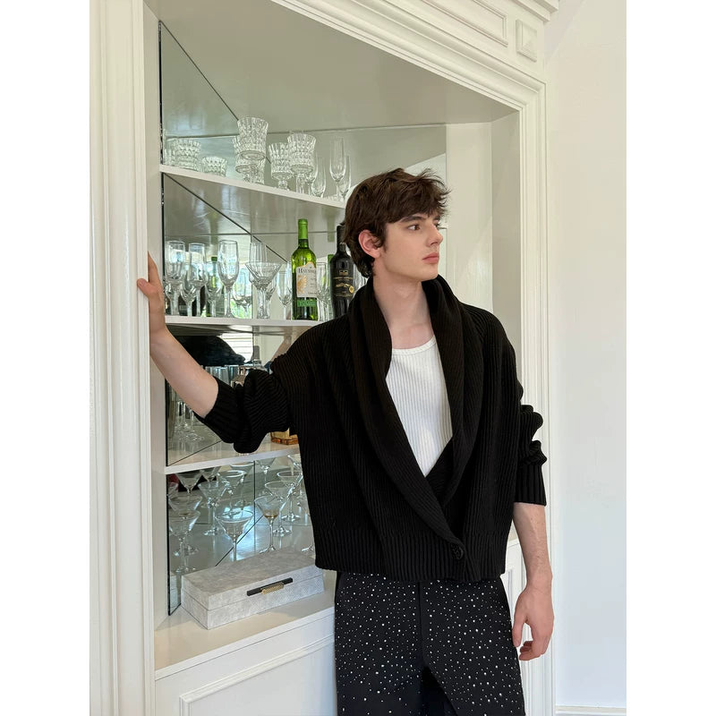 Loose Knit Shawl Collar Cardigan Sweater 2