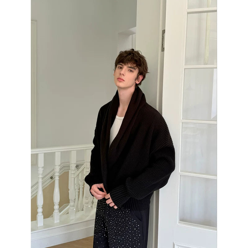 Loose Knit Shawl Collar Cardigan Sweater 5