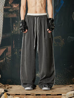 Loose Pinstripe Drawstring Sporty Casual Pants 1