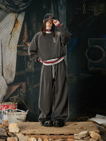 Loose Pinstripe Drawstring Sporty Casual Pants 5