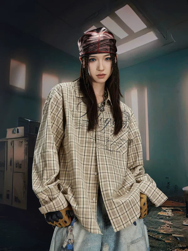 Loose Plaid Button-Down Casual Shirt 1