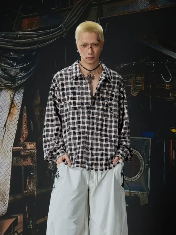 Loose Plaid Button Up Shirt 1