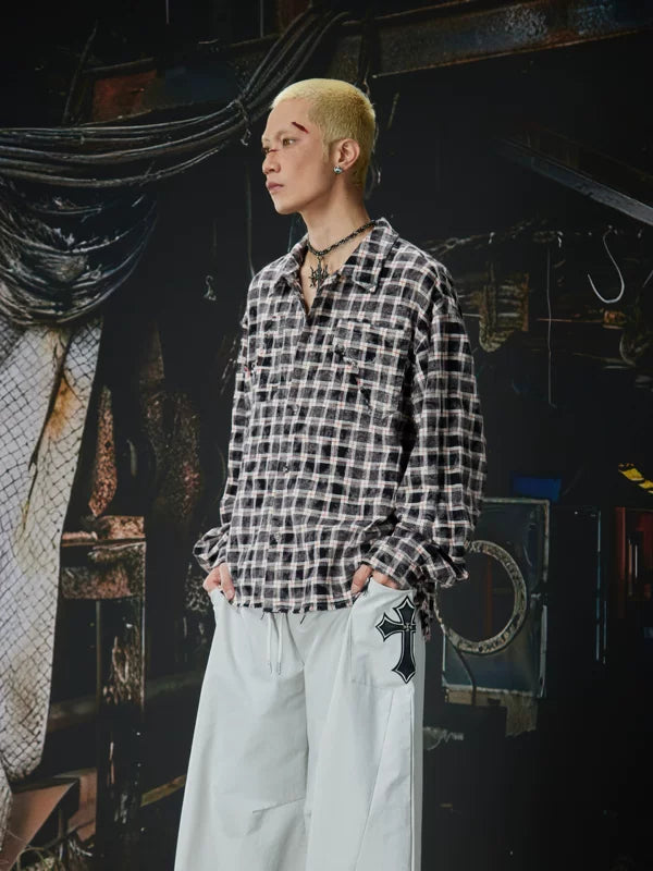 Loose Plaid Button Up Shirt 2