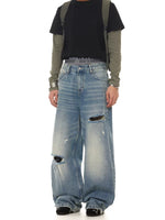 Loose Straight Leg Distressed Jeans Pants 3
