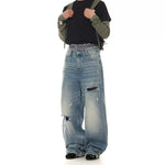 5764812065387,5764812065388,5764812065389,5764812065390,5764812065391, Loose Straight Leg Distressed Jeans Pants