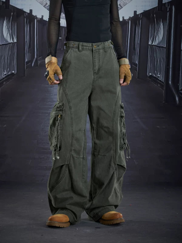 Loose Straight Leg Multi-Pocket Cargo Pants 1