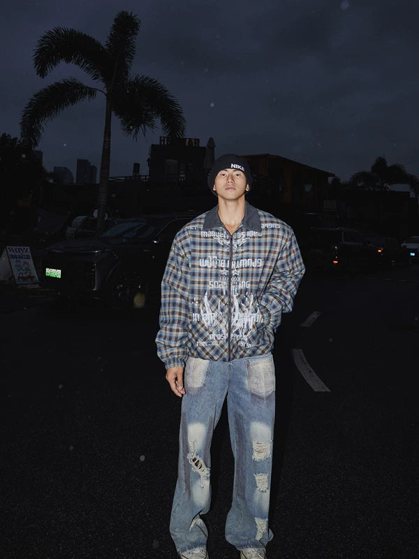 Loose Straight Leg Ripped Denim Pants 2