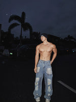 Loose Straight Leg Ripped Denim Pants 3