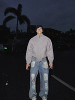 Loose Straight Leg Ripped Denim Pants 4