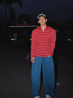 Loose Striped Long-Sleeve Polo Shirt 2