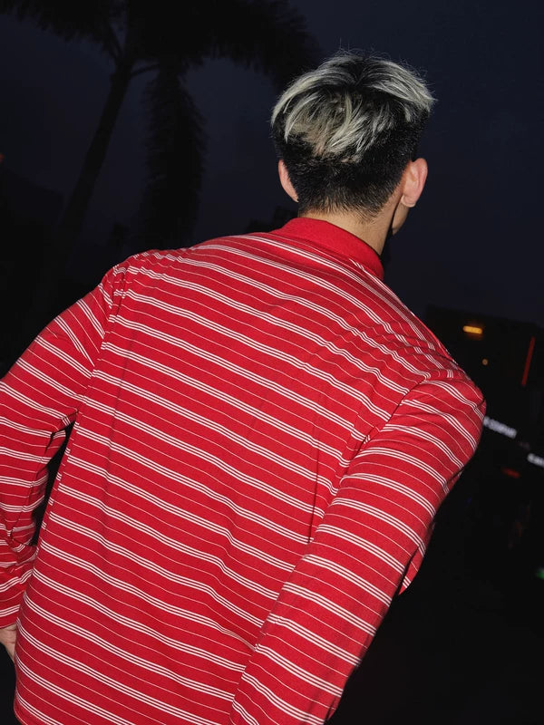 Loose Striped Long-Sleeve Polo Shirt 5