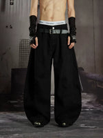Loose Wide-Leg Patchwork Jeans with Belt 5