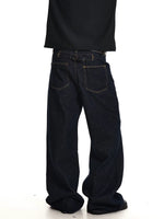 Loose Wide-Leg Raw Denim Pants 3