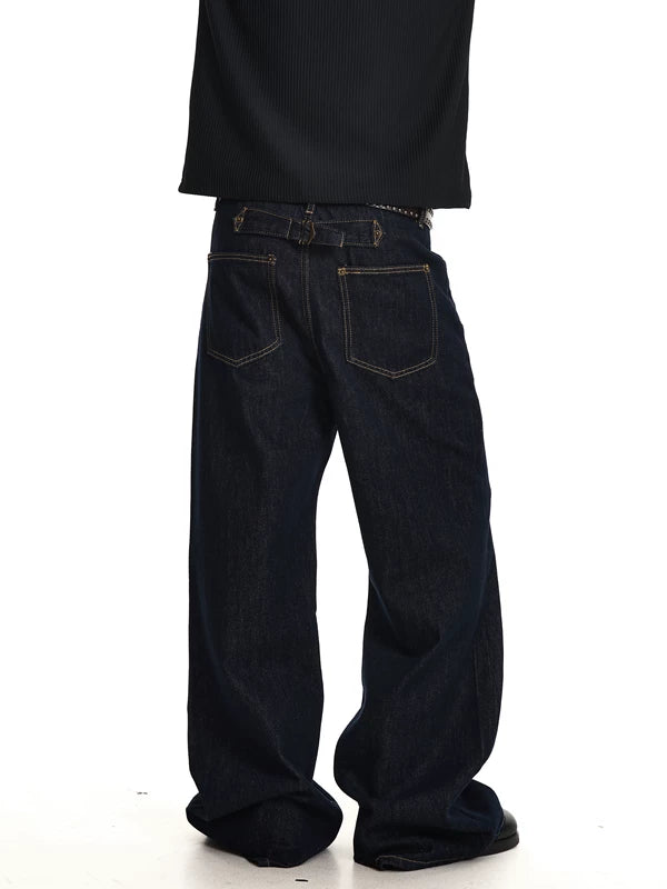 Loose Wide-Leg Raw Denim Pants 3