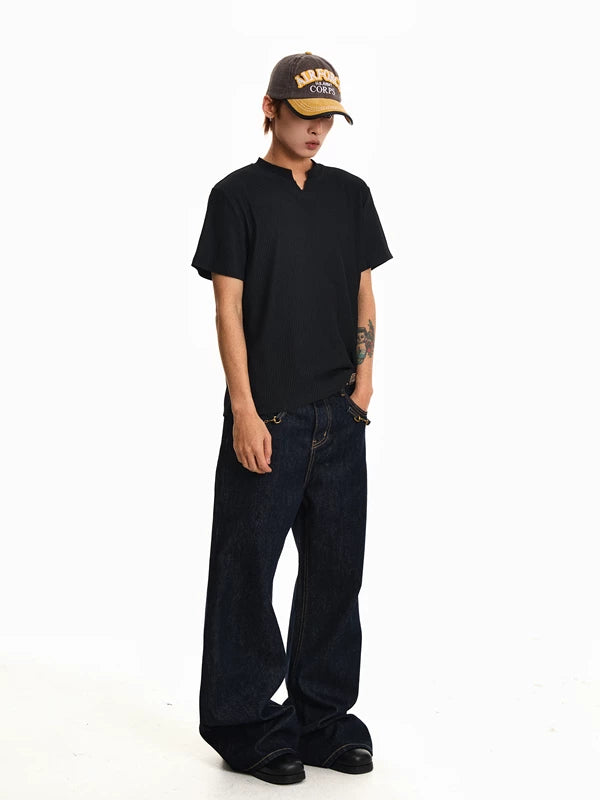 Loose Wide-Leg Raw Denim Pants 4
